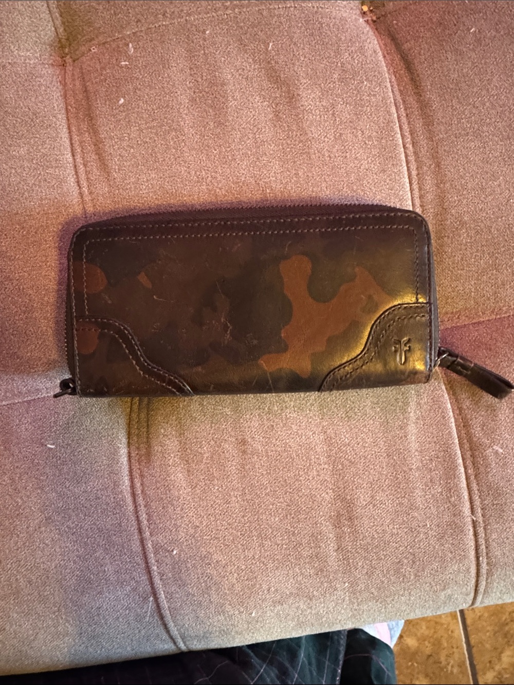 Frye Leather Zip Wallet - Dark Brown